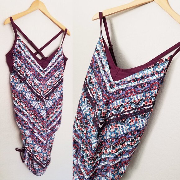 Athleta Marrakesh Side Scrunch Tankini Swim Top Mini Dress Wired 38 D/DD UPF 50+ - Picture 6 of 16